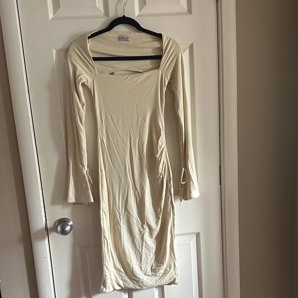 Oh Polly Cream Long Sleeve Dress